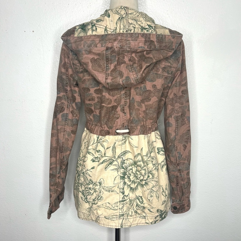 ANTHROPOLOGIE Hei Hei Floral Fatigue Jacket Camo Hooded Canvas Coat Size XS - Picture 7 of 13
